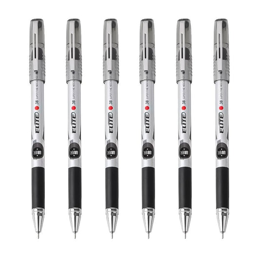 Baoke Elite Silver Body Black Ink Gel Pen-Pack Of 6