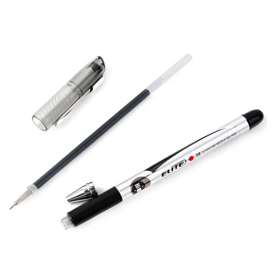 Baoke Elite Silver Body Black Ink Gel Pen-Pack Of 6