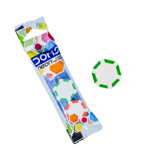 Doms Neon Junior Hex Eraser- Pack of 3