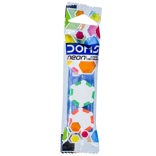 Doms Neon Junior Hex Eraser- Pack of 3