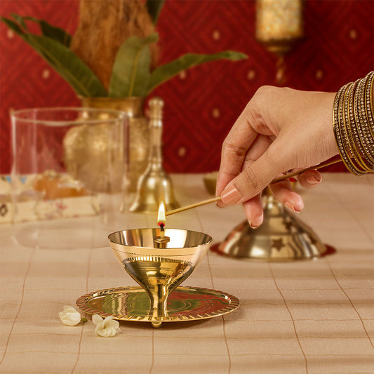 Borosil Akhand Diya, Brass