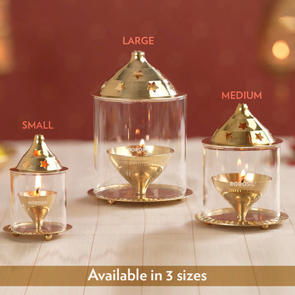 Borosil Akhand Diya, Brass