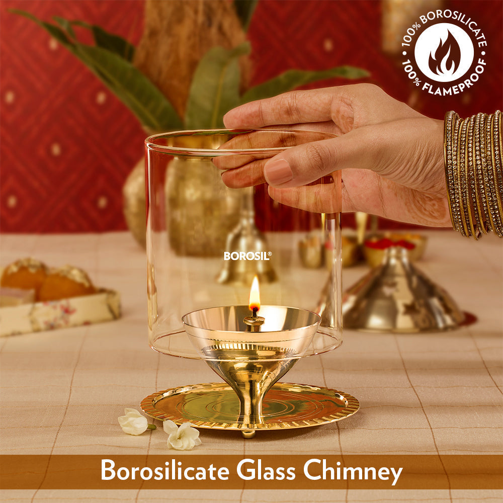 Borosil Akhand Diya, Brass