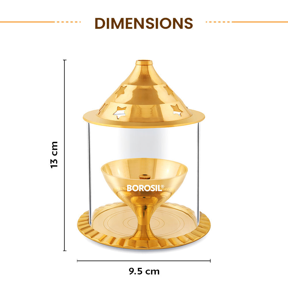 Borosil Akhand Diya, Brass