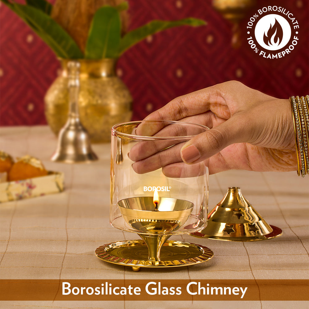 Borosil Akhand Diya, Brass