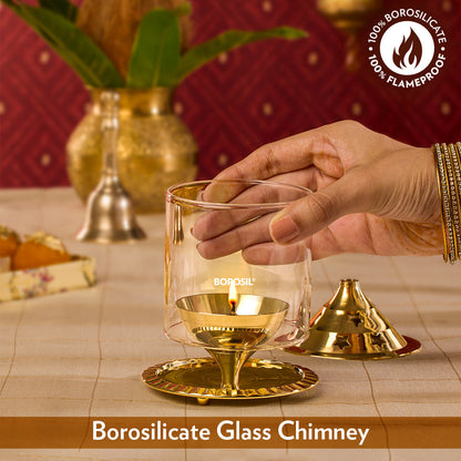 Borosil Akhand Diya, Brass