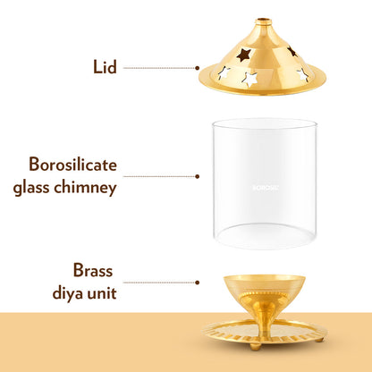 Borosil Akhand Diya, Brass