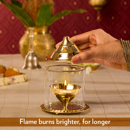 Borosil Akhand Diya, Brass