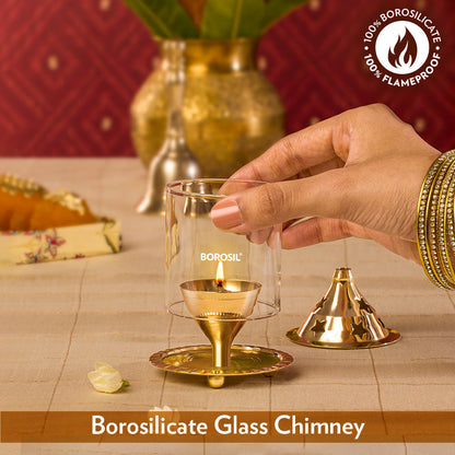 Borosil Akhand Diya, Brass