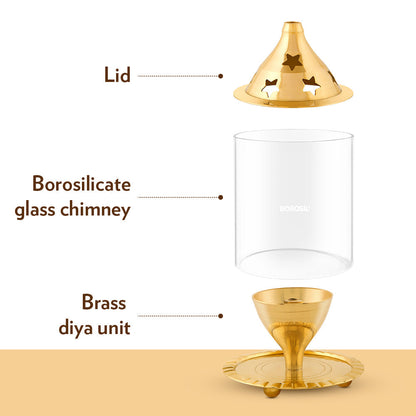 Borosil Akhand Diya, Brass