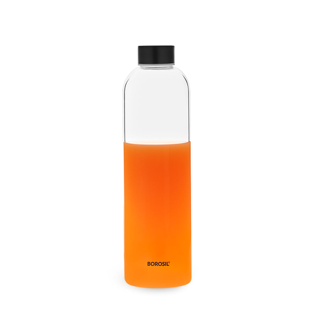Borosil Crysto Glass Bottle - Black Lid