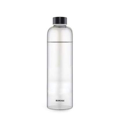 Borosil Crysto Glass Bottle - Black Lid