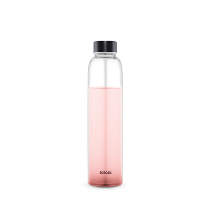 Borosil Crysto Slim Glass Bottle - Black Lid
