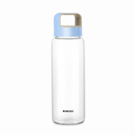 Borosil Crysto Glass Bottle w Blue Lid
