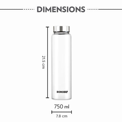 Borosil Crysto Glass Bottle Set of 3 - SS Lid