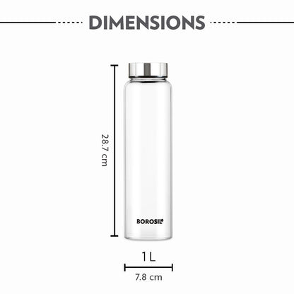 Borosil Crysto Glass Bottle w SS Lid, Personalise