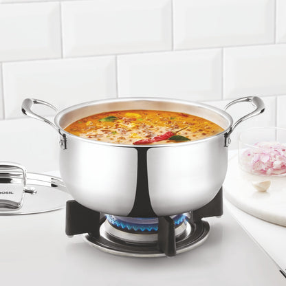 Borosil Cookfresh Triply Casserole (Steel Handle + Lid)