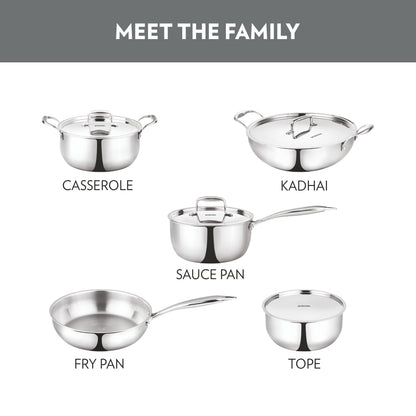Borosil Cookfresh Triply Kadhai (SS Handle + Lid)