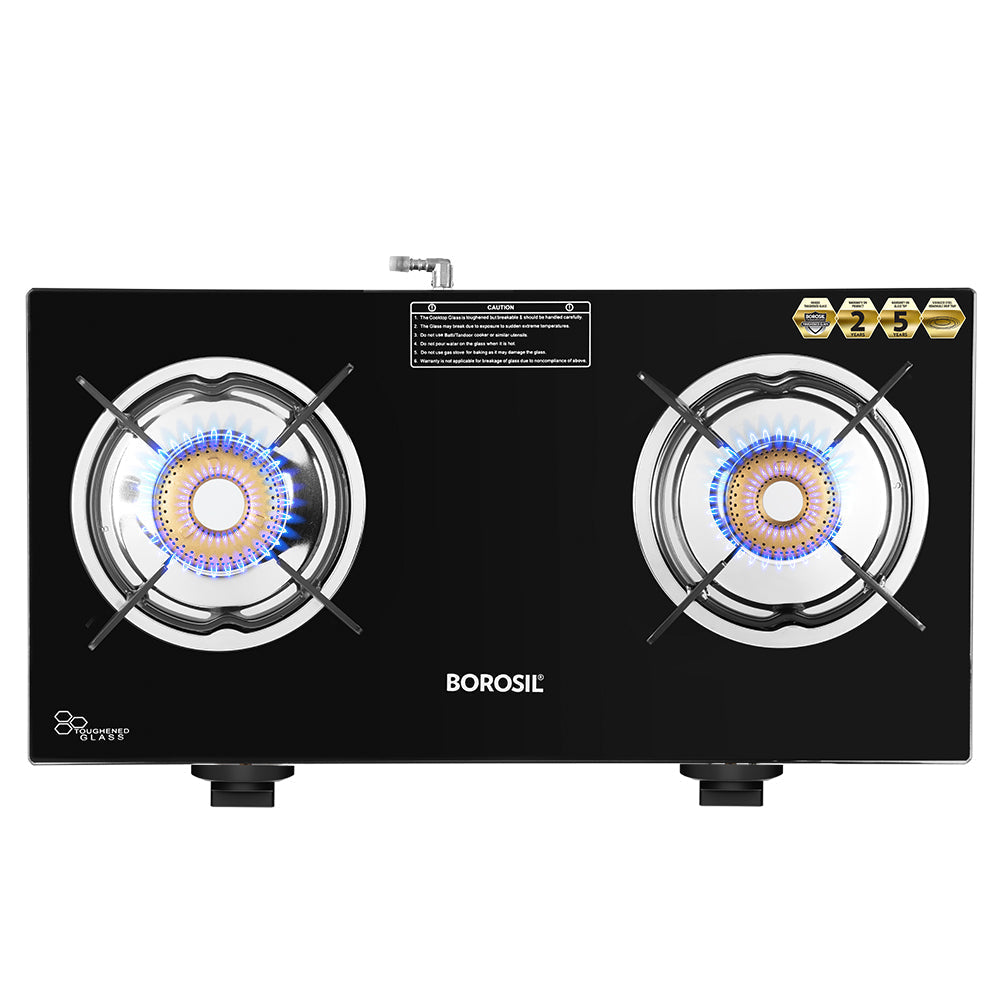 Borosil Blaze Glass-top Gas stove, 2 Burners