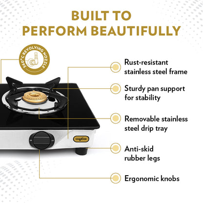 Borosil Blaze Glass-top Gas stove, 2 Burners