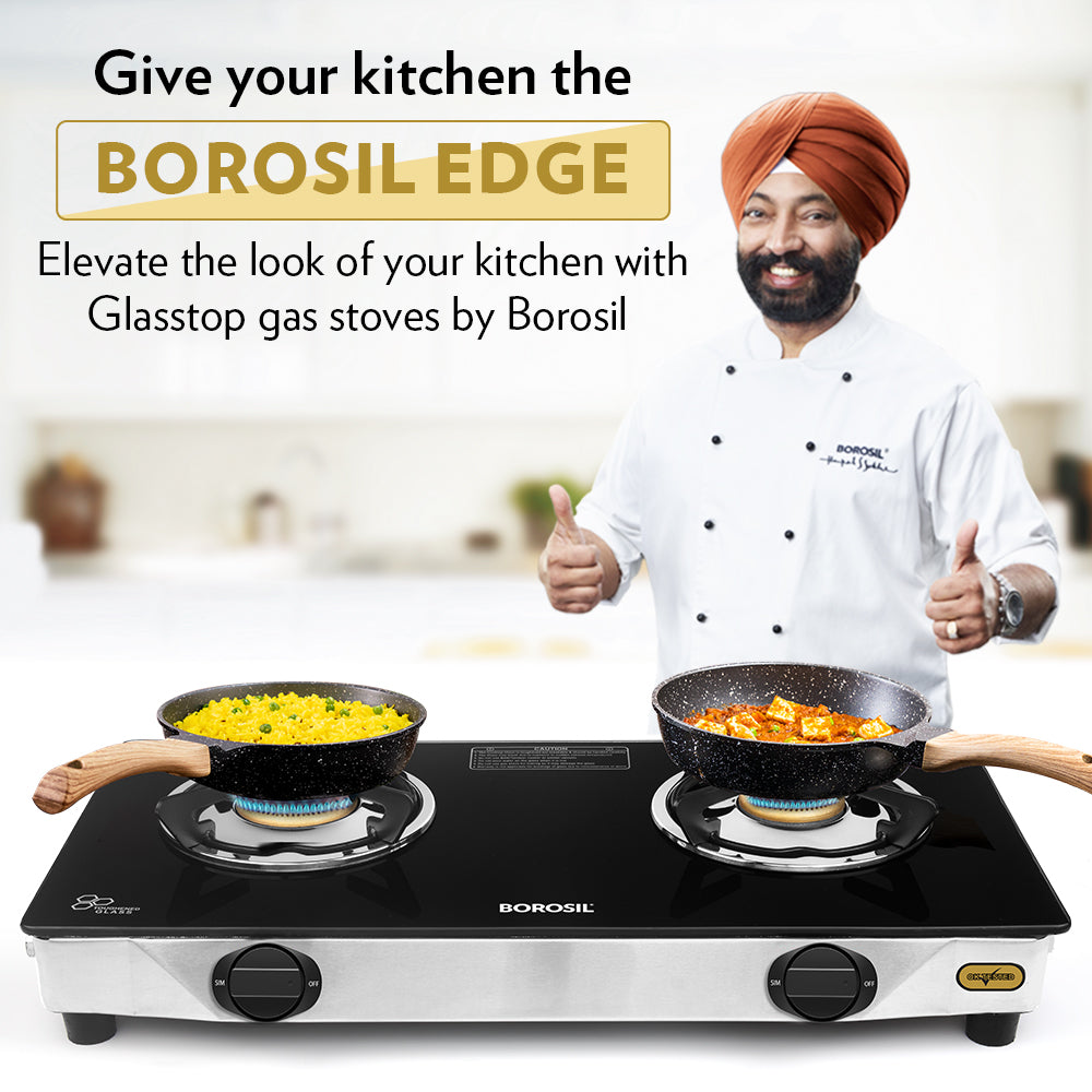 Borosil Blaze Glass-top Gas stove, 2 Burners