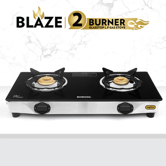 Borosil Blaze Glass-top Gas stove, 2 Burners