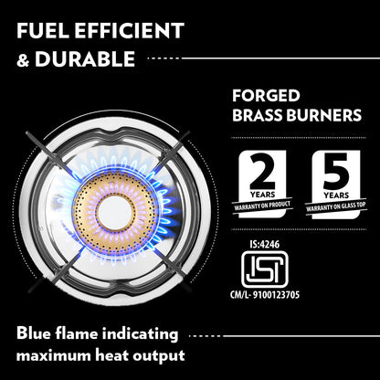 Borosil Blaze Glass-top Gas stove, 3 Burners