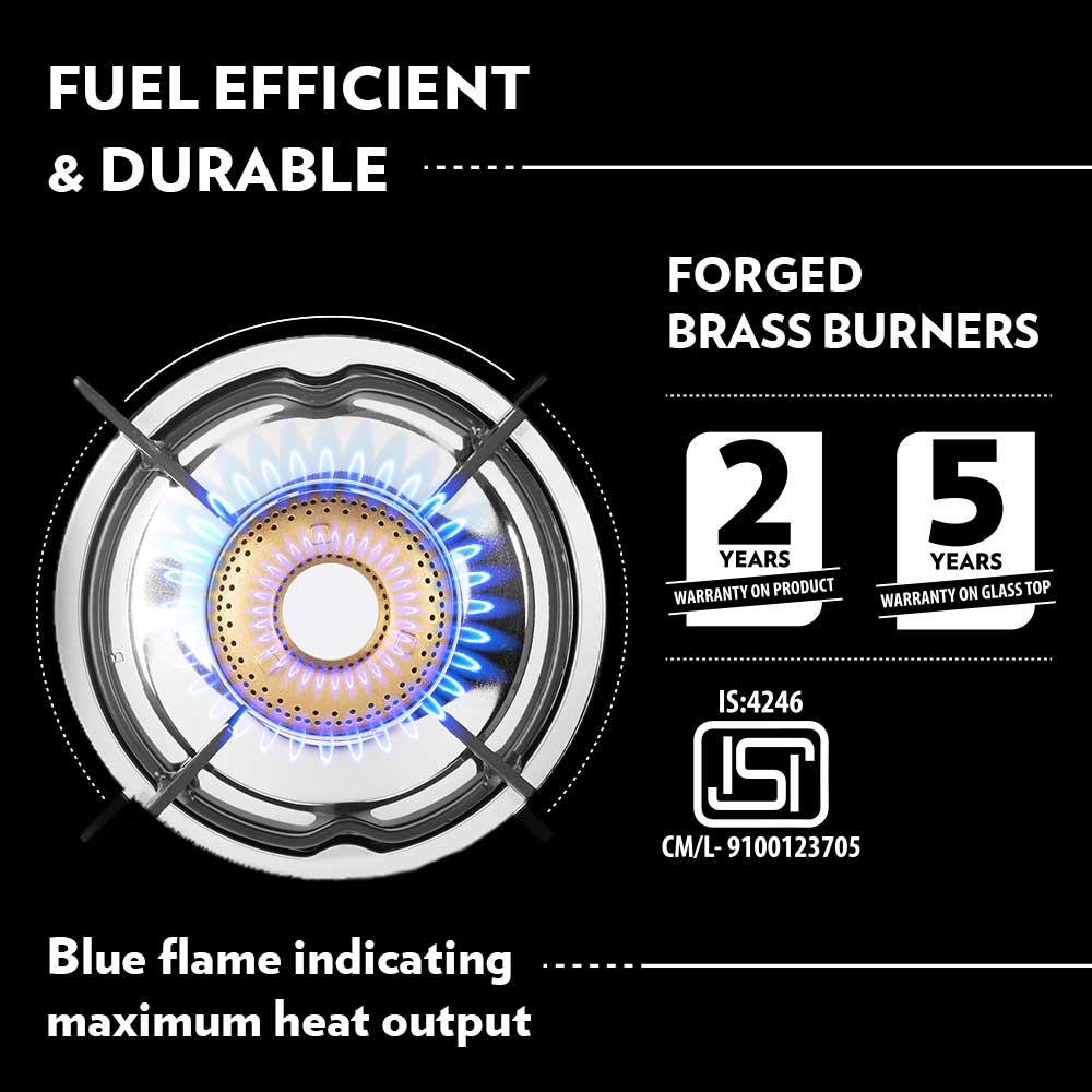 Borosil Blaze Glass-top Gas Stove, 4 Burners