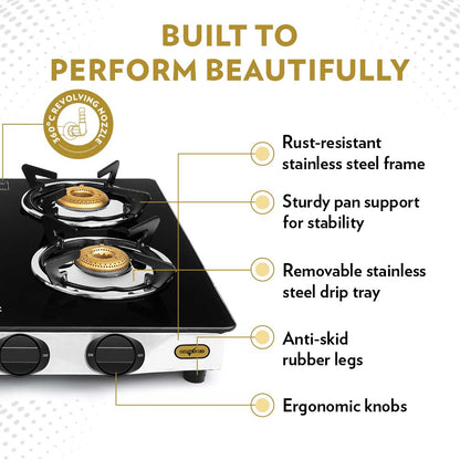 Borosil Blaze Glass-top Gas Stove, 4 Burners