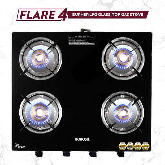 Borosil Flare Glasstop Gas stove, 4 Burners