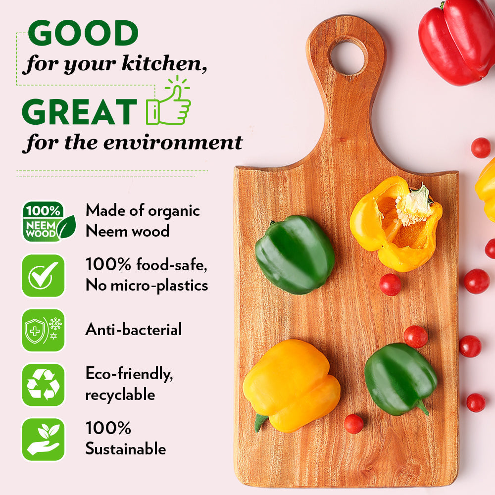 Borosil Dice Neem Wood Chopping Board
