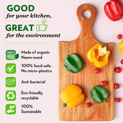Borosil Dice Neem Wood Chopping Board