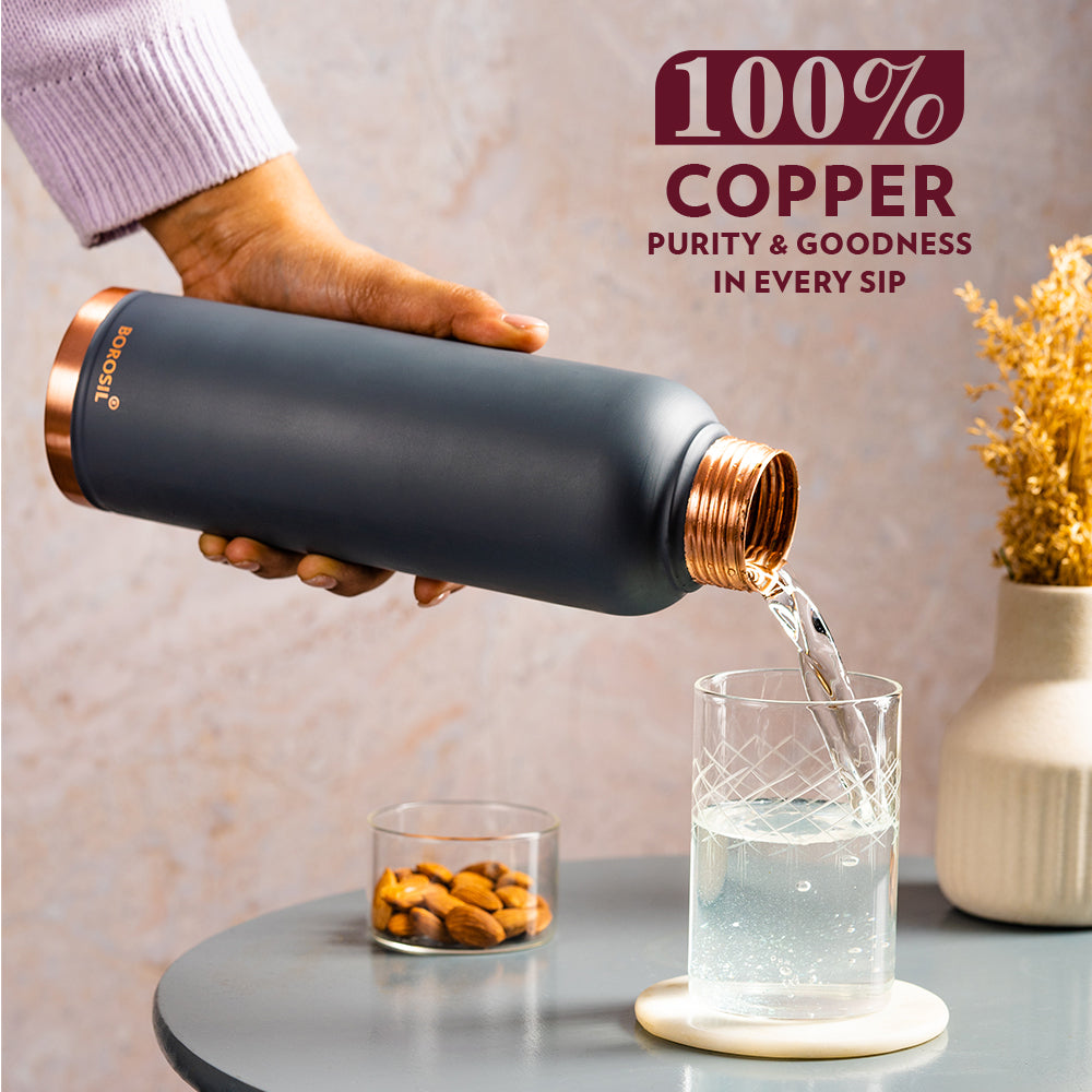 Borosil Eco Copper Bottle, Grey