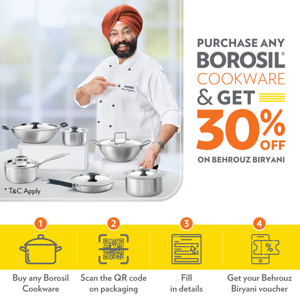 Borosil Cookfresh Triply Frying Pan (Silicone Handle + Lid)