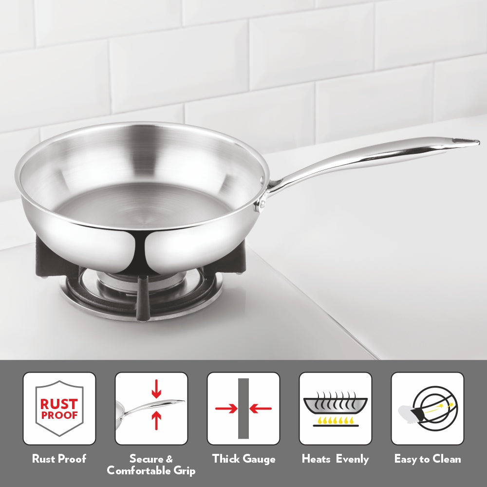 Borosil Cookfresh Triply Frying Pan (Steel Handle)