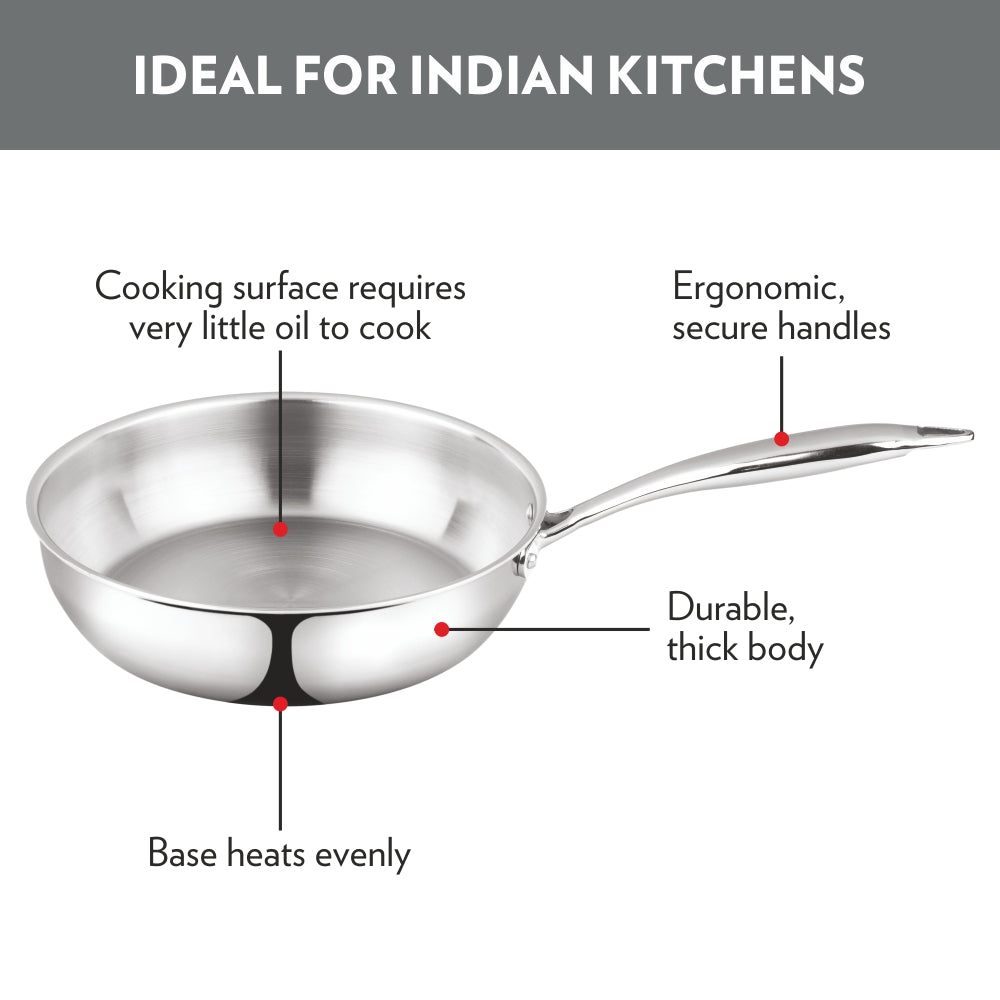 Borosil Cookfresh Triply Frying Pan (Steel Handle)