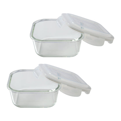 Borosil Blue Glass Lunchbox, Square x 2 (Flat)