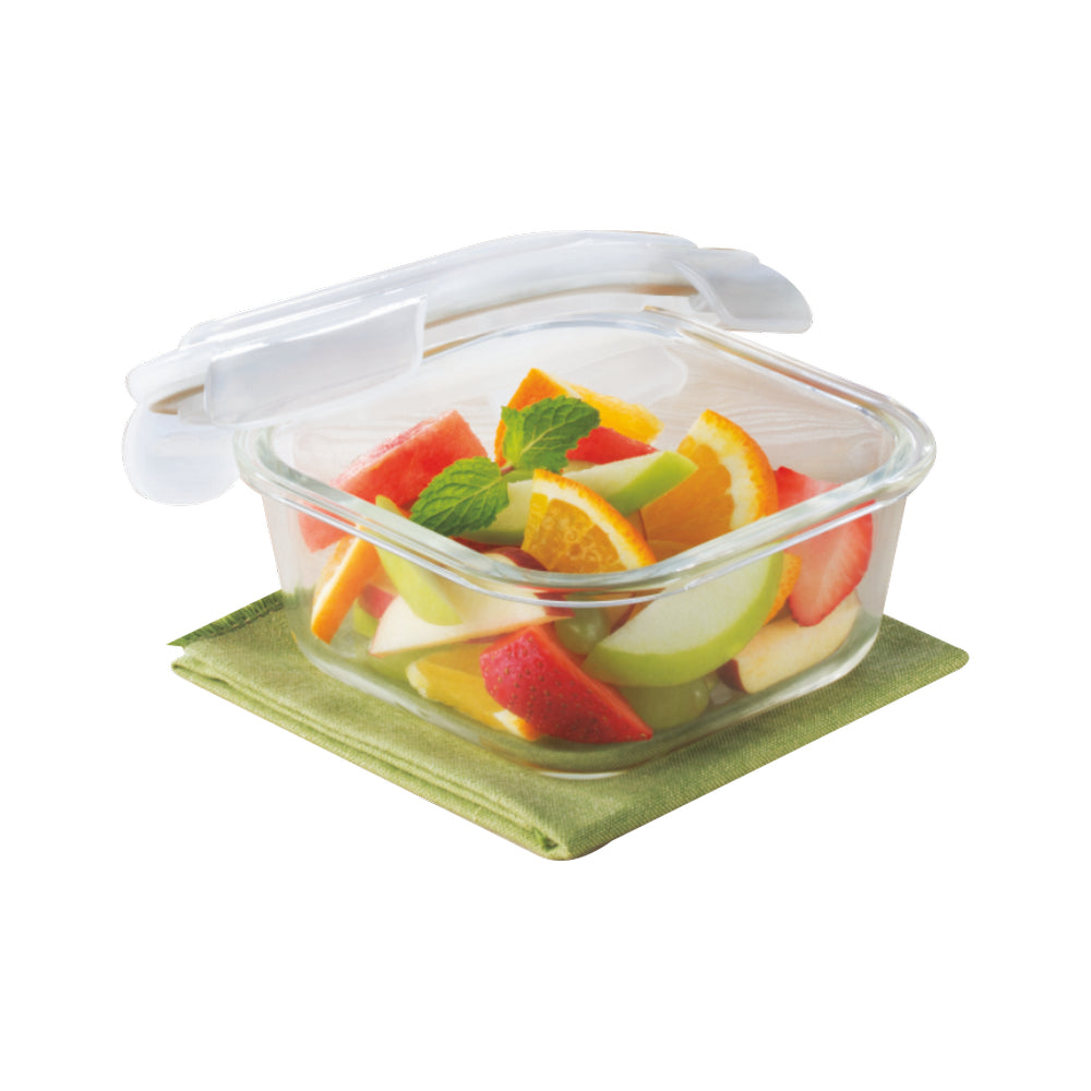 Borosil Blue Glass Lunchbox, Square x 2 (Flat)