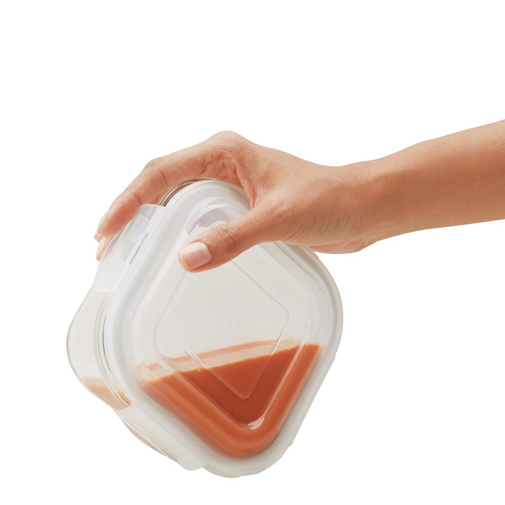 Borosil Blue Glass Lunchbox, Square x 2 (Tall)