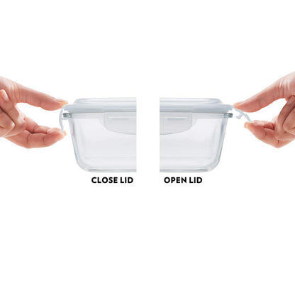 Borosil Blue Glass Lunchbox, Square x 2 (Tall)