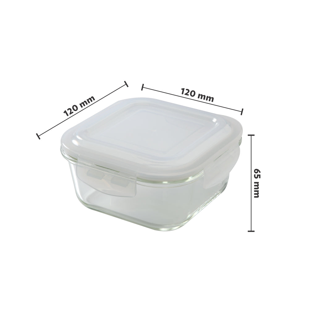 Borosil Blue Glass Lunchbox, Square x 3