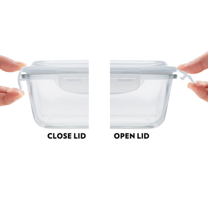 Borosil Blue Glass Lunchbox, Square x 3