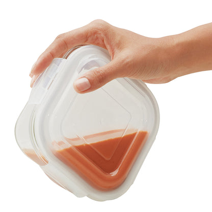 Borosil Blue Glass Lunchbox, Square x 3