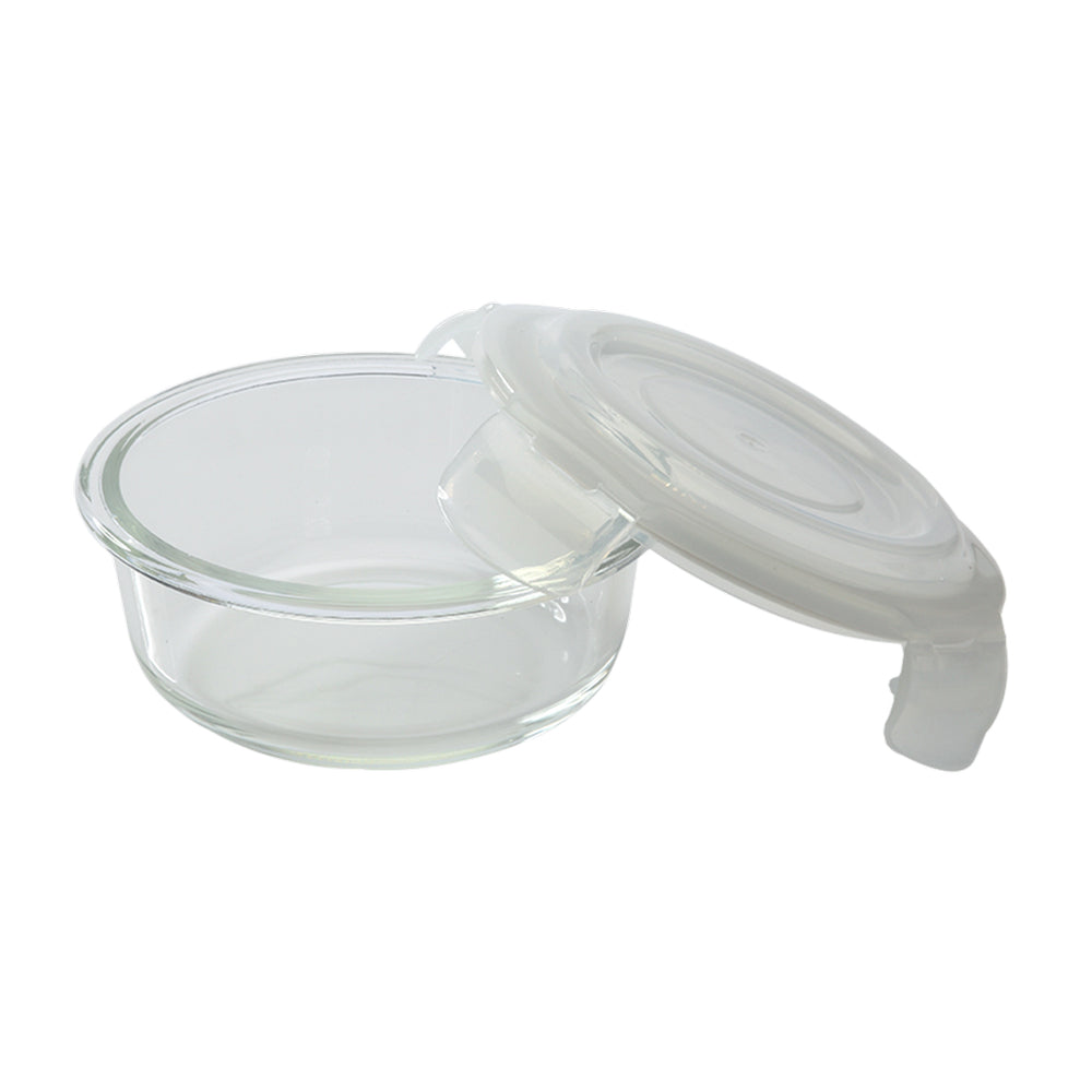 Borosil Blue Glass Lunchbox, Round x 2 (Flat)