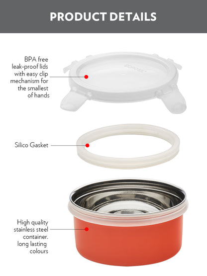 Blaze Blue Kids Lunch Box, Round x 2 (Flat)