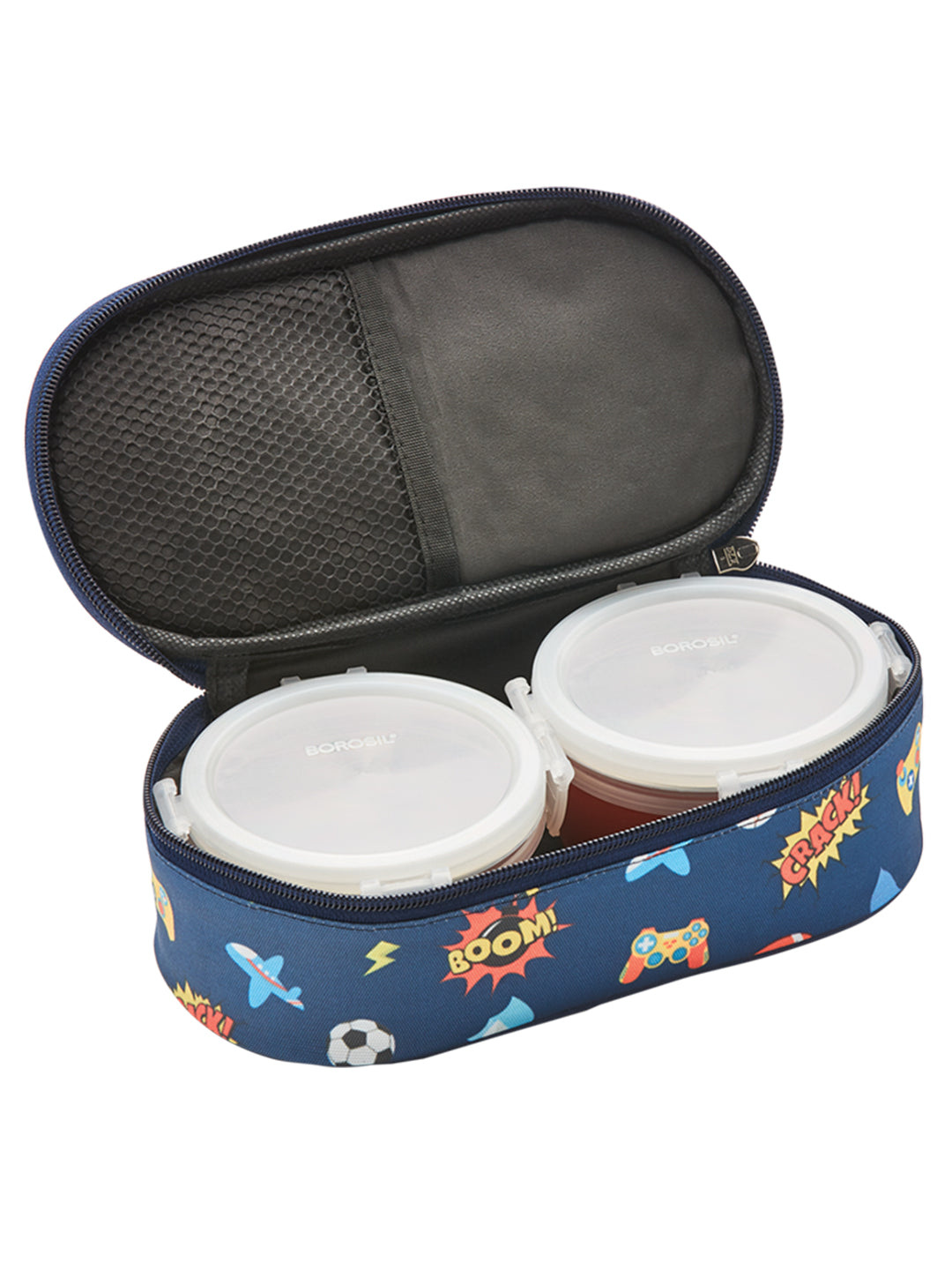 Blaze Blue Kids Lunch Box, Round x 2 (Flat)