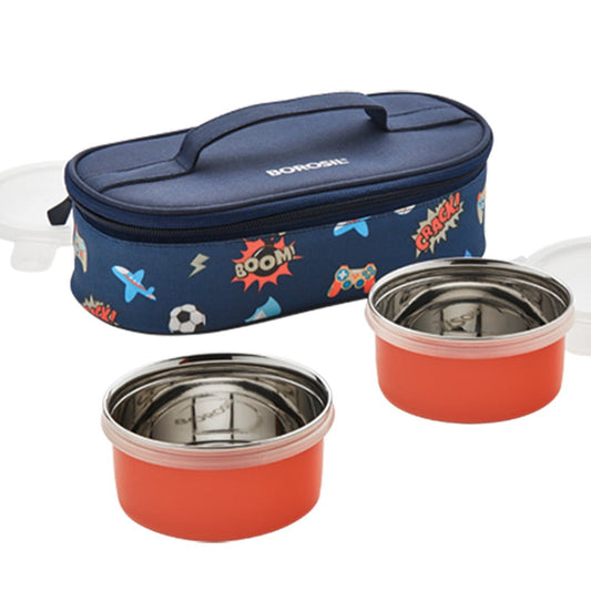 Blaze Blue Kids Lunch Box, Round x 2 (Flat)