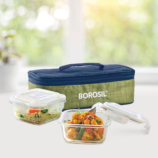 Ace Green Glass Lunch Box, Square x 2 (Flat)