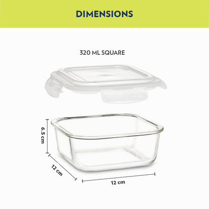 Alfa Blue Glass Lunch Box, Square x 2 (Tall)