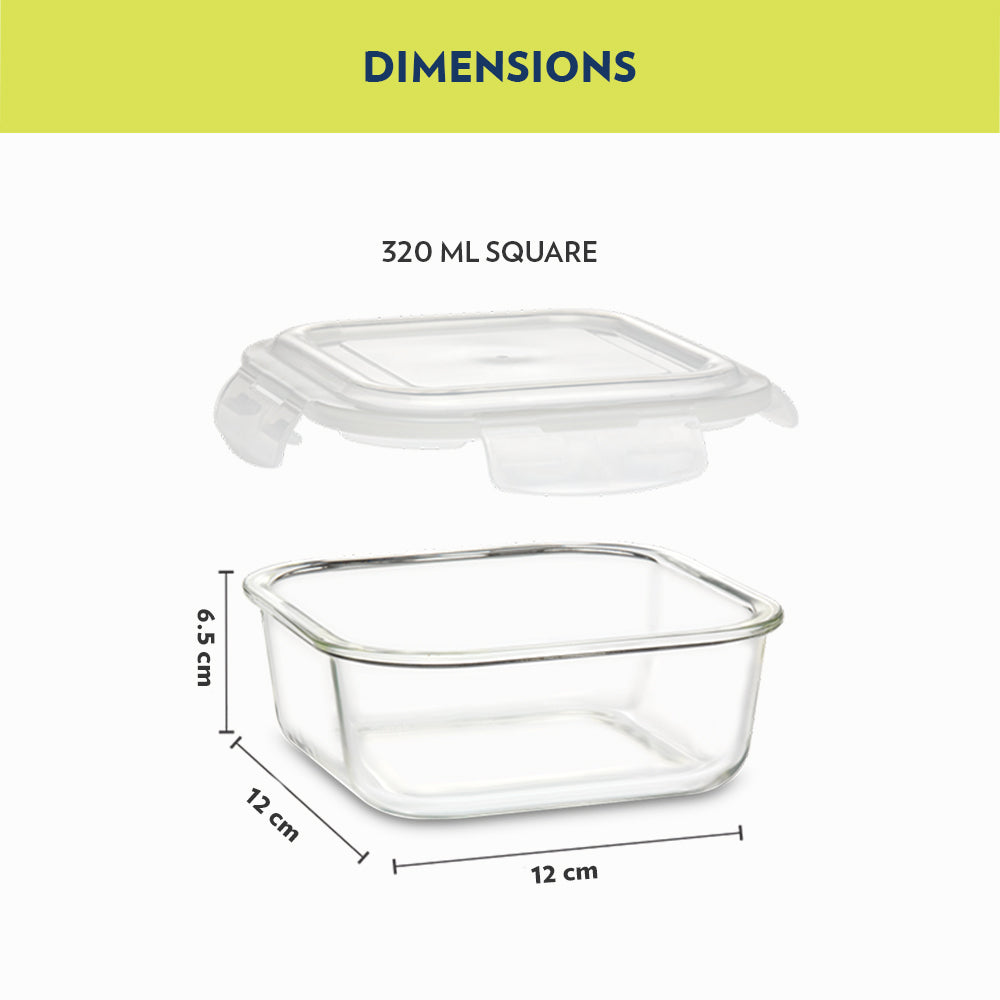 Alfa Green Glass Lunch Box, Square x 2 (Flat)